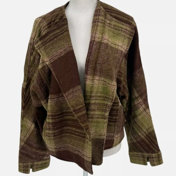 Dex Clothing Harvest Plaid Shirt Trench Coat Sz MED NWT - Picture 2 of 4